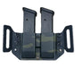 Double magazine carrier with black Kydex construction and belt loops for Glock 9/40/357