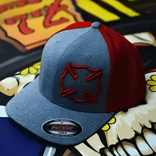 Maltese Cross Puff - Flexfit 6311 Heather/Red