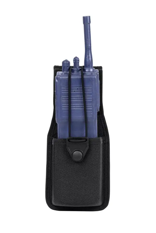 Black nylon DuraTek Molded Swivel Radio Pouch with handheld radio inserted