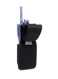Black nylon DuraTek Molded Swivel Radio Pouch with belt attachment for easy carry