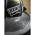 Dusty black firefighter helmet with locksmith helmet decal in durable vinyl for protection