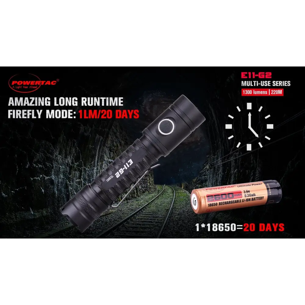 Chief Miller Hardware > Tools > Flashlights & Headlamps > Flashlights E11-G2 -1300 Lumen Rechargeable EDC Flashlight Apparel