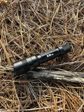 Black metal Powertac E9 GEN5 tactical EDC flashlight with 3000 lumen output