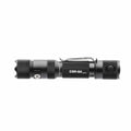 Black Powertac E9R Gen4 tactical EDC flashlight with textured grip surfaces and 2,550 lumens