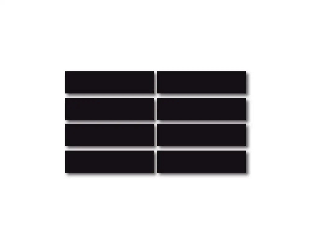 Eight black reflective helmet bars arranged in parallel rows for enhanced visibility