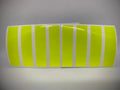 Eight Retro Fluorescent Yellow Reflective Helmet Bar stickers arranged in a row