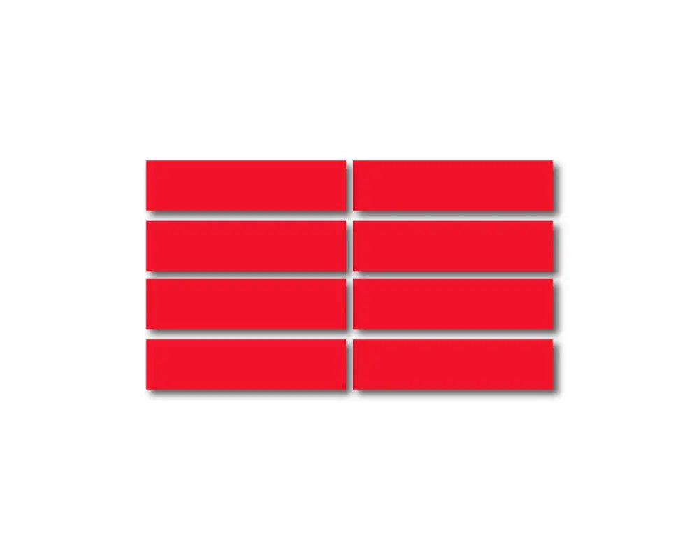 Eight red reflective helmet bars in four horizontal rows for visibility and safety