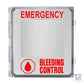 Emergency Bleeding Control Cabinet with True Rescue Decal on a gray surface