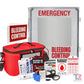 Emergency Bleeding Control Kit Package with first aid supplies and wall-mounted cabinet