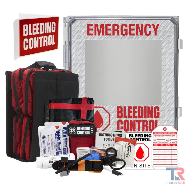 Emergency Bleeding Control Kit includes medical supplies in an Outdoor Bleeding Control Package