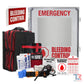 Emergency Bleeding Control Kit Package with medical supplies and instructions for outdoor use