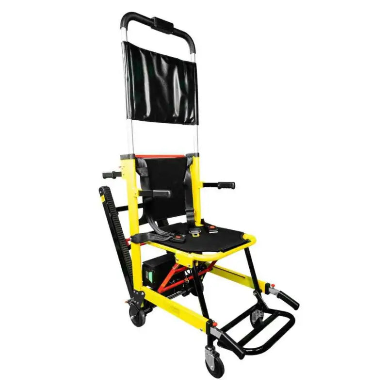 Emergency evacuation chair with yellow frame and black cushions for Line2design Motorized Mobile Stair