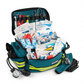 Emergency medical kit with first aid supplies in teal and yellow bag - Scherber Basic Responder Trauma Kit