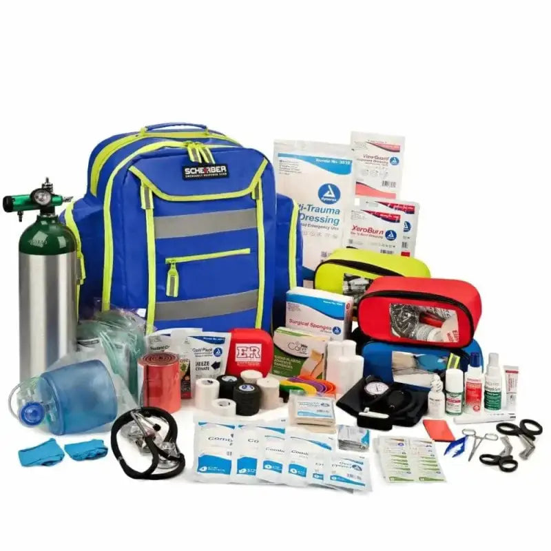 Scherber Ultimate First Responder Trauma O2 Backpack with medical supplies and oxygen tank