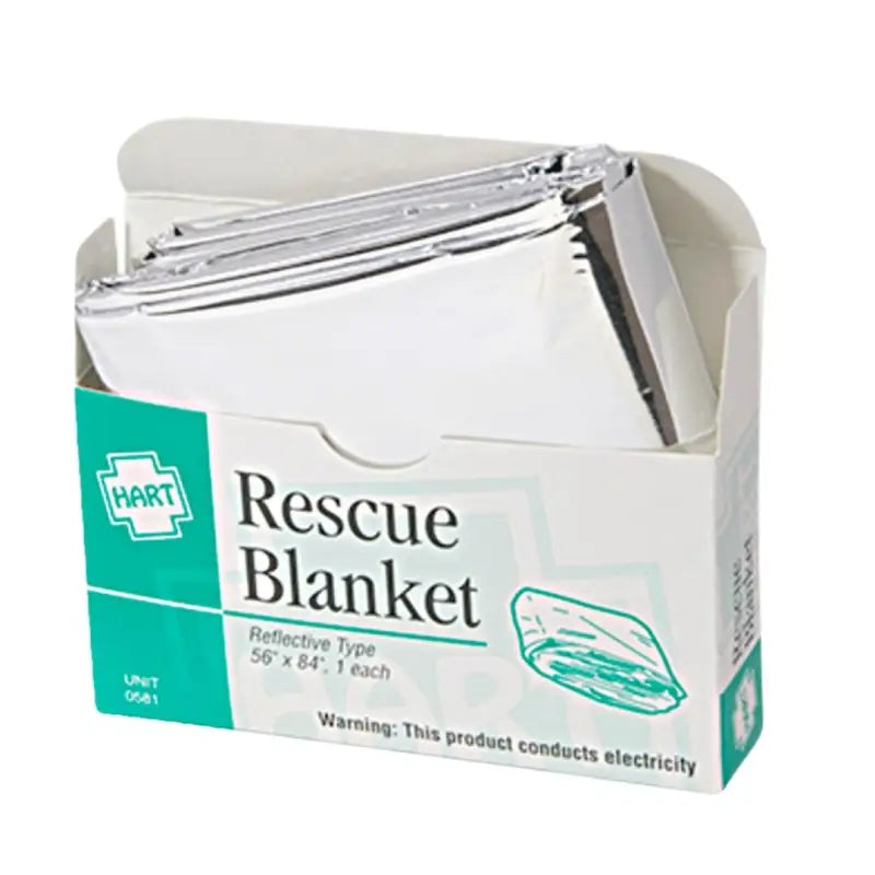 Emergency rescue blanket in a white and teal box for Waterproof 5000 Series First Aid Kit