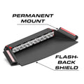 Emergency vehicle light bar with flashback shield showcasing Fusion-S 2X dash light pattern capable