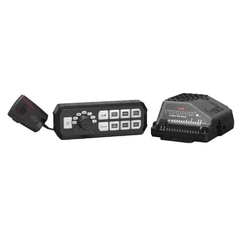 Emergency vehicle siren system with Feniex Typhoon full-function typhoon for first responders