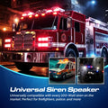 Emergency vehicle siren speaker advertisement featuring UBL Large 100-Watt Speaker