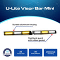 Emergency vehicle visor bar mini with bright LED lights for safety and visibility