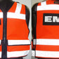 High visibility orange EMS vest meets ANSI II requirements with reflective stripes