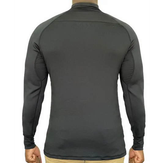 Dark gray long-sleeve mock neck compression shirt for Equinoxx Stage 3 collection