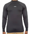 Dark gray long-sleeve athletic compression shirt from Equinoxx Stage 3 with raglan sleeves