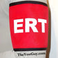 Custom red armband with ERT text and TheVestGuy.com printed on it