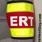 High visibility reflective ERT armband with red color and yellow stripes