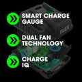 Exploded view of FLEX FX0411-1C 160W fast charger with smart charge gauge and cooling system