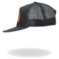 Black mesh snapback hat- GSH2010 with orange patch from Hot Leathers