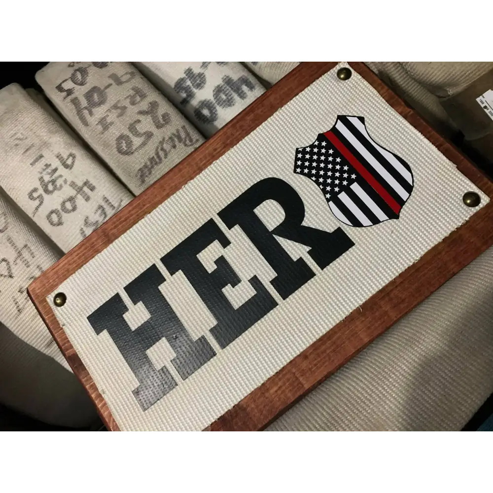 Chief Miller Sign Fire Hose Sign with HERO and thin red line flag badge Apparel