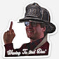 Firefighter with helmet 23 making a rude gesture for 2nd Due Sticker collection