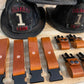 Firefighter helmets and leather straps for Box Light Quick Release safety gear