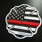 Maltese Cross design with thin red line and red line American flag pattern decal