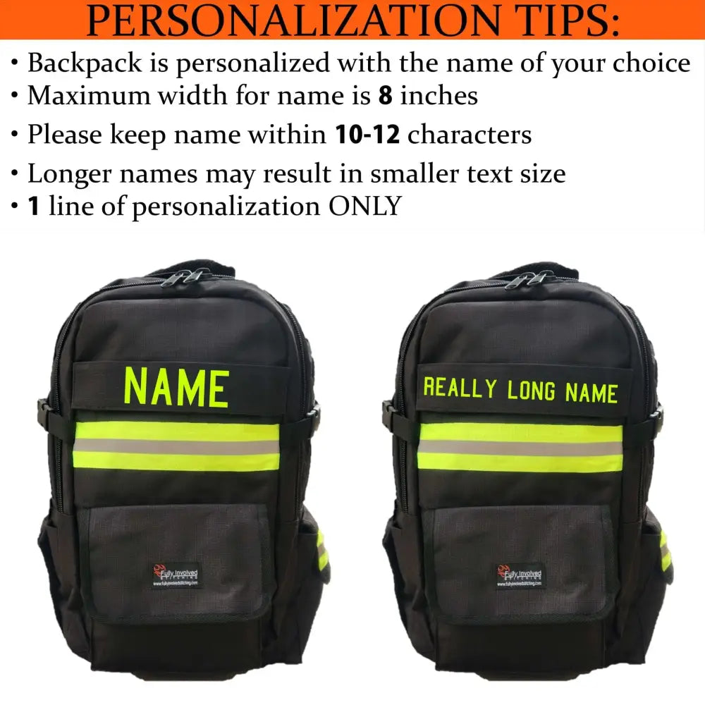 Chief Miller Bags Firefighter Personalized BLACK Backpack Apparel