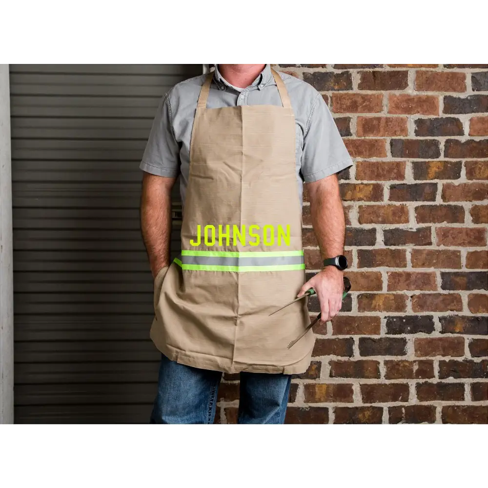 Firefighter Personalized TAN Cooking Apron - Chief Miller Apparel