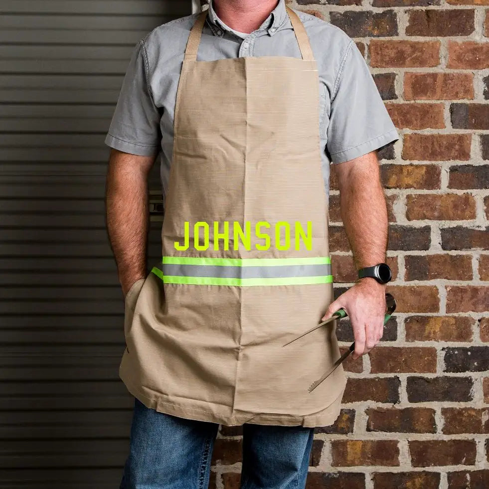 Firefighter Personalized TAN Cooking Apron - Chief Miller Apparel