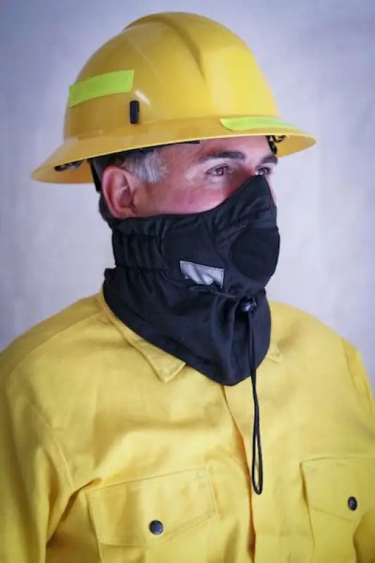 Firefighter wearing protective gear in Hot Shield® UB-V2 Wildland Firefighter Ultimate Bandanna