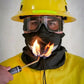 Hot Shield UB-V2 Wildland Firefighter Ultimate Bandanna with firefighter in protective gear and flames
