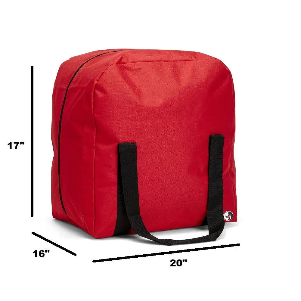 Red nylon tote bag with black straps, perfect for Firefighter Rescue Step-In Turnout