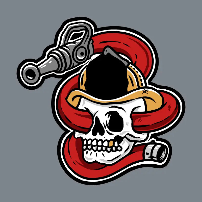 Firefighter skull patch with hose for first responders and police enthusiasts