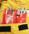 Red Firefighter Tool Pouch with tools and pens in slots for efficient organization