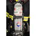 Firefighter’s SCBA cylinder decal featuring American flag emblem and Scott branding