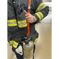 Firefighter’s protective gear with SCBA bottles and reflective stripes in a carrying sling