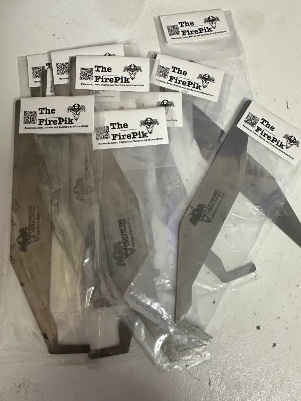 Multiple sealed plastic bags of FirePik, the famous lock loiding tool, neatly arranged