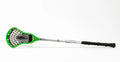 Green and white FireWrap® SFT lacrosse stick with rubberized grip and metal shaft