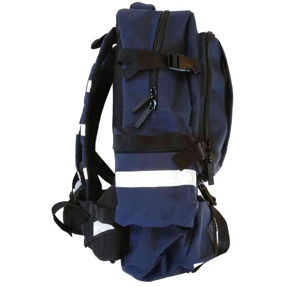 First Responder Backpack Emergency EMS Medical Empty Trauma Bag with Star Of Life Logo Shoulder Straps & Waist Belt - Navy Blue - Chief Miller Apparel