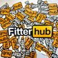 Fitterhub logo in black text on an orange background for Fitter Hub Sticker