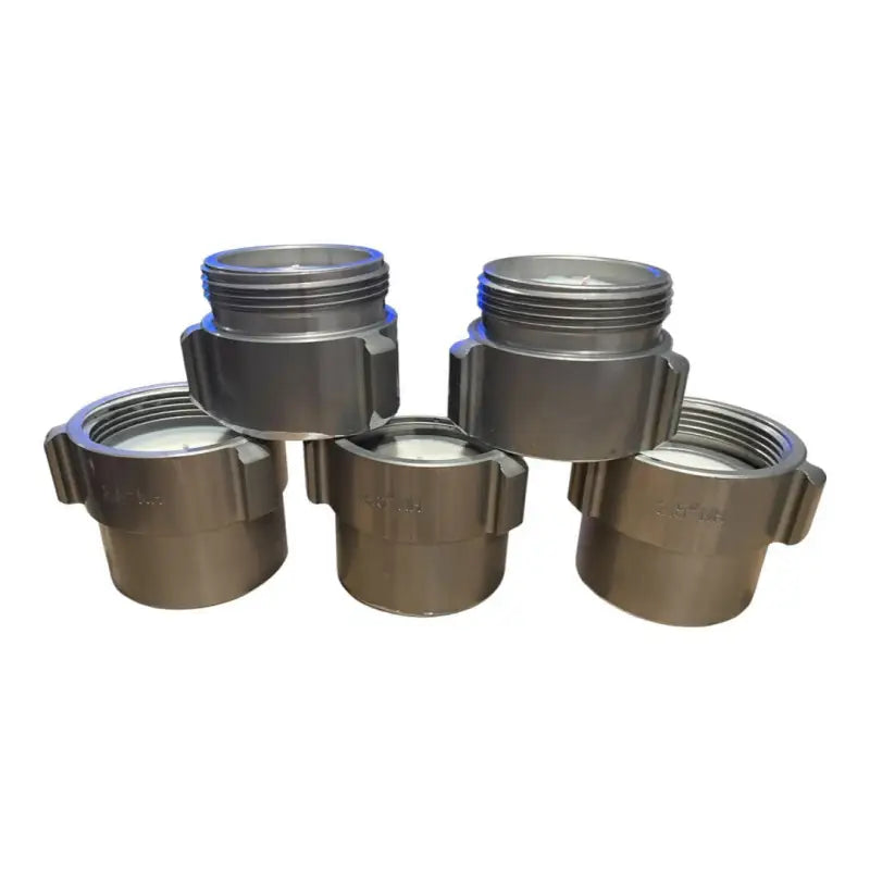 Five dark gray threaded containers with lids for Fireside Coupling Candle by Crafty American