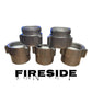 Five metallic containers with threaded lids for the Fireside Coupling Candle by Crafty American